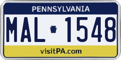 PA license plate MAL1548