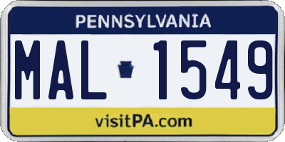 PA license plate MAL1549