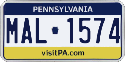 PA license plate MAL1574