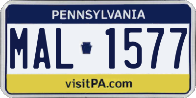PA license plate MAL1577