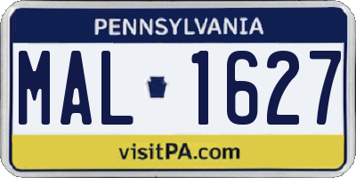 PA license plate MAL1627