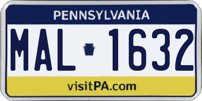 PA license plate MAL1632
