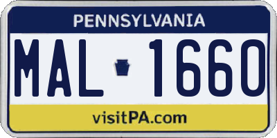 PA license plate MAL1660
