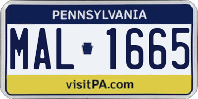 PA license plate MAL1665