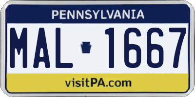 PA license plate MAL1667