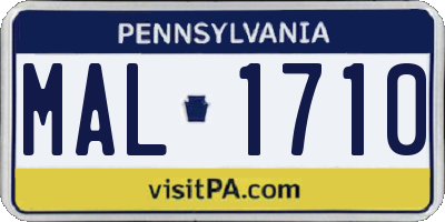 PA license plate MAL1710
