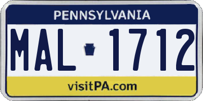 PA license plate MAL1712