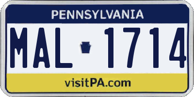PA license plate MAL1714