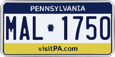 PA license plate MAL1750