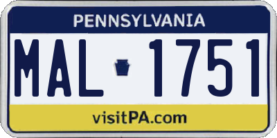 PA license plate MAL1751