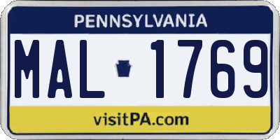 PA license plate MAL1769