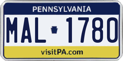 PA license plate MAL1780