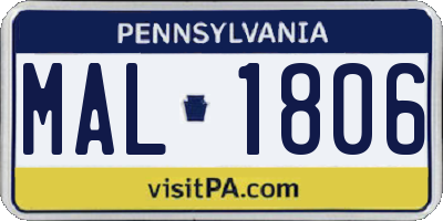 PA license plate MAL1806