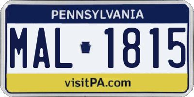 PA license plate MAL1815