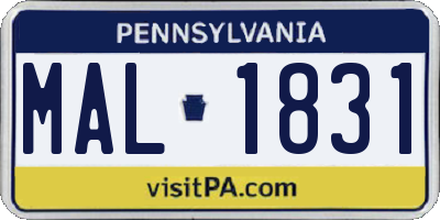 PA license plate MAL1831
