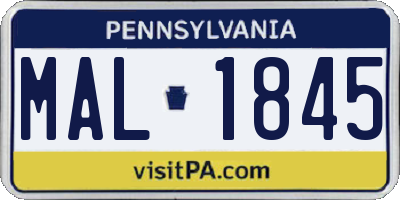 PA license plate MAL1845