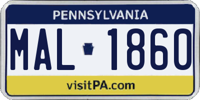 PA license plate MAL1860