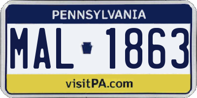PA license plate MAL1863