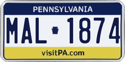 PA license plate MAL1874