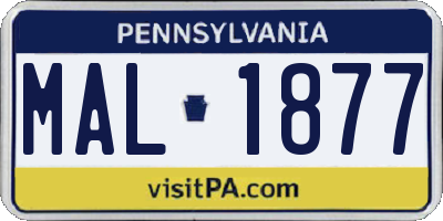 PA license plate MAL1877