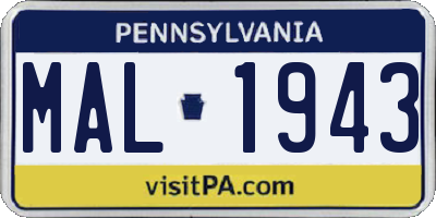 PA license plate MAL1943