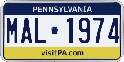 PA license plate MAL1974