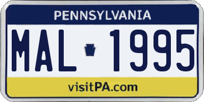 PA license plate MAL1995