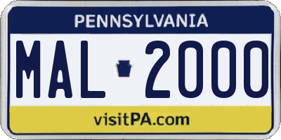 PA license plate MAL2000