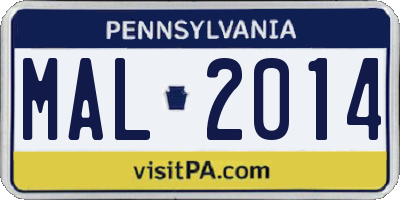 PA license plate MAL2014