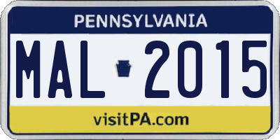 PA license plate MAL2015