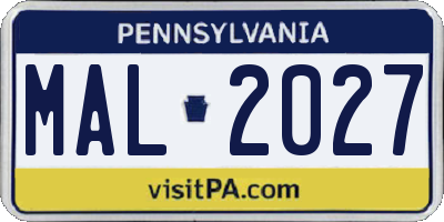 PA license plate MAL2027