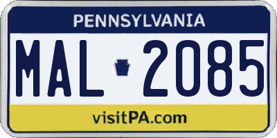 PA license plate MAL2085