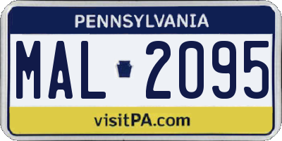 PA license plate MAL2095