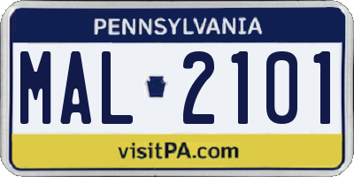 PA license plate MAL2101