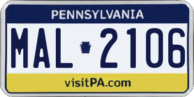 PA license plate MAL2106