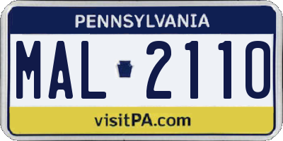 PA license plate MAL2110