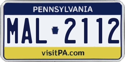 PA license plate MAL2112