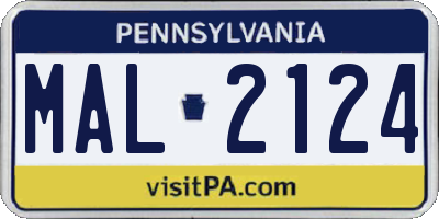 PA license plate MAL2124