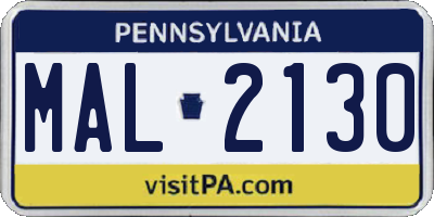 PA license plate MAL2130
