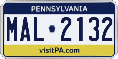 PA license plate MAL2132