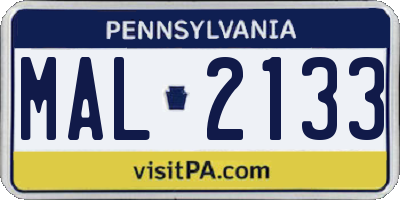 PA license plate MAL2133