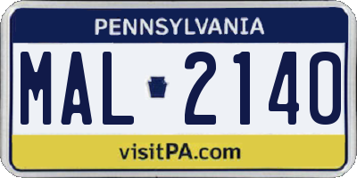 PA license plate MAL2140