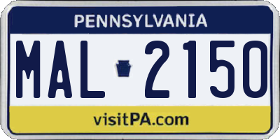 PA license plate MAL2150