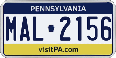 PA license plate MAL2156