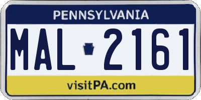PA license plate MAL2161