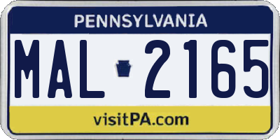 PA license plate MAL2165