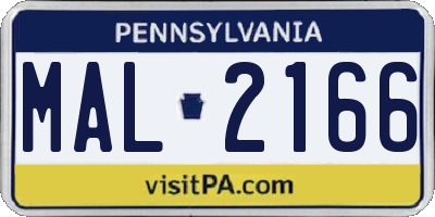 PA license plate MAL2166