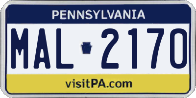 PA license plate MAL2170