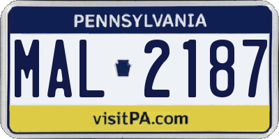 PA license plate MAL2187