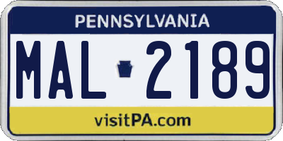 PA license plate MAL2189